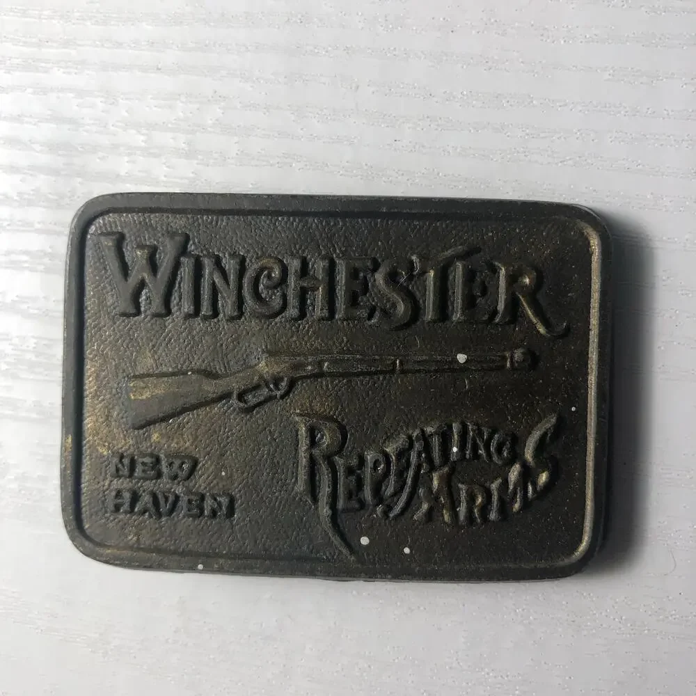Vintage 1970s 70s Winchester Repeating Arms New Haven Belt Buckle Western